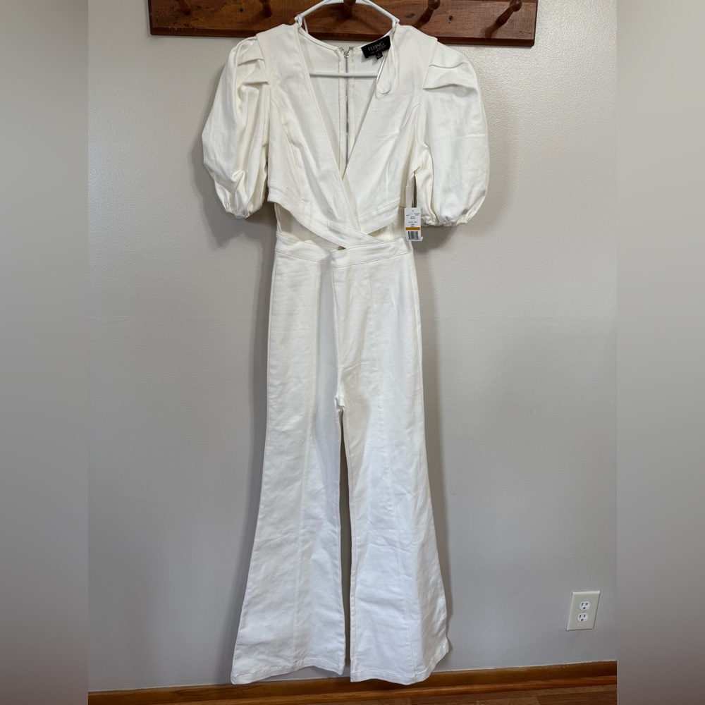 White Puff Sleeve Jumpsuit